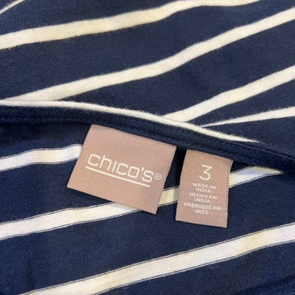 Chico's Navy, White & Silver Short Sleeve Top Size XL - Picture 8 of 8